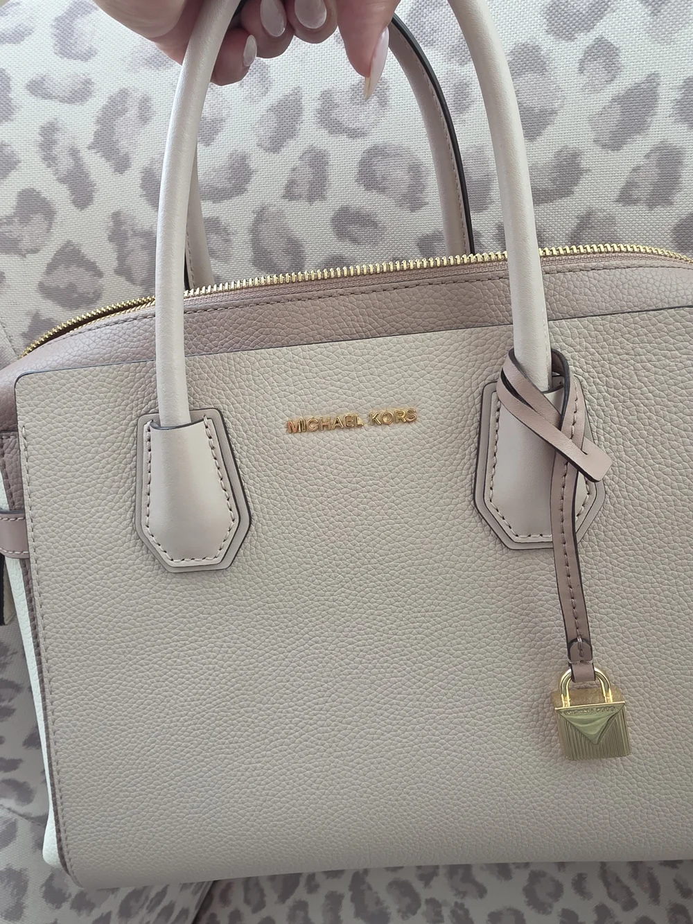 Michael Kors Women's Blush & Beige Taupe Satchel - MK Signature